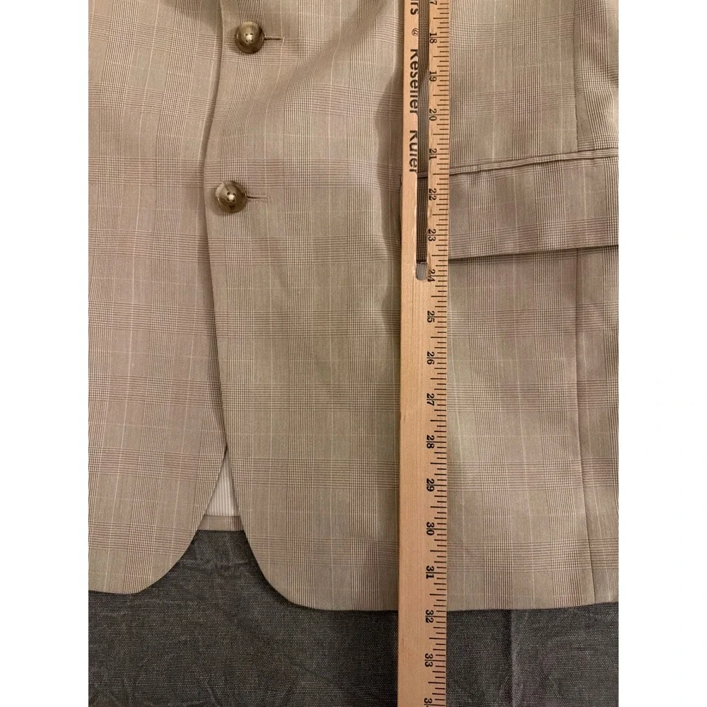 Jos. A. Bank Blazer Mens 41R Wool Glen Plaid Tan Button-Down Sport Coat
